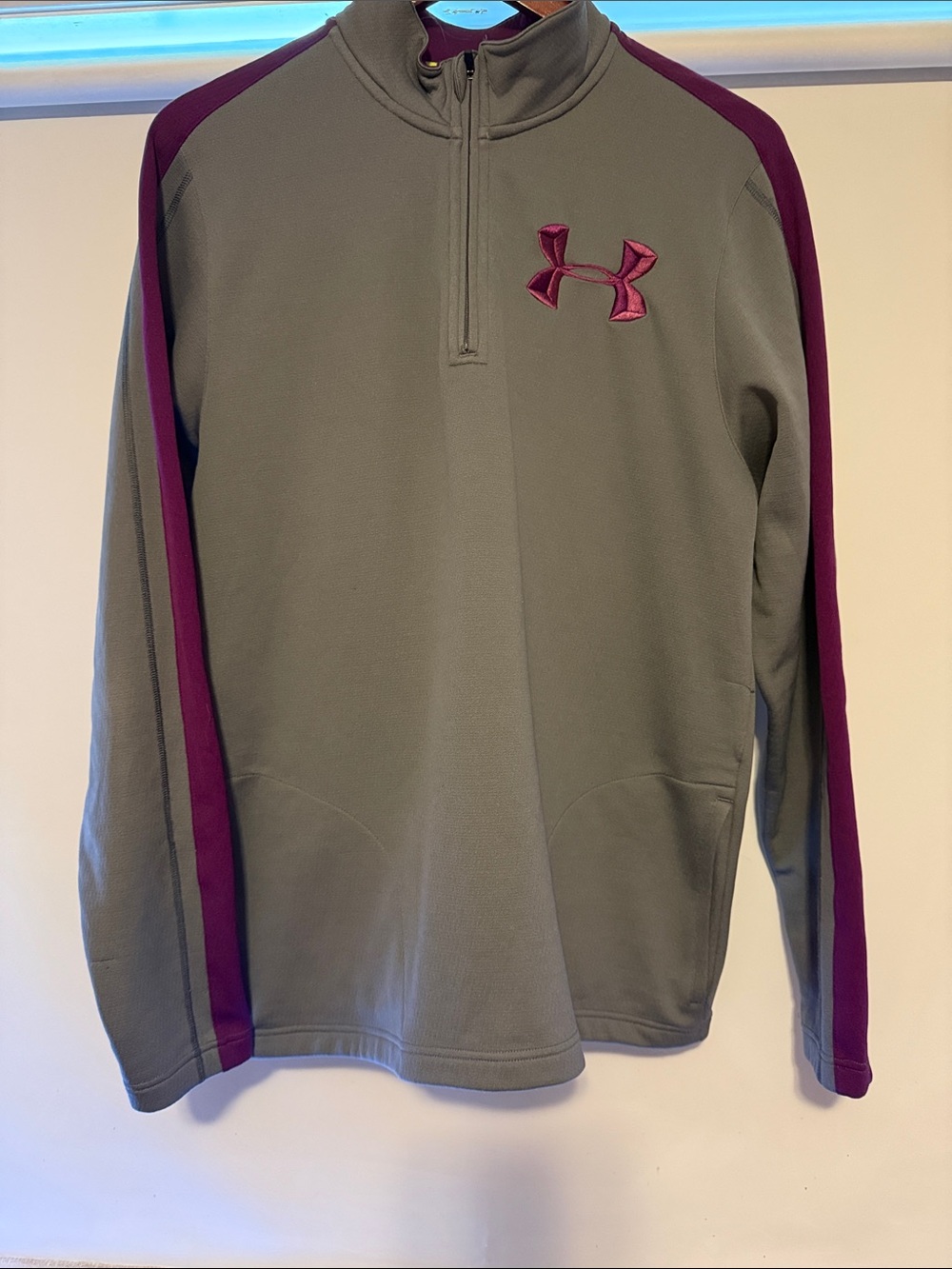 Under Armour Grey Quarter-Zip Pullover with Purple Accents